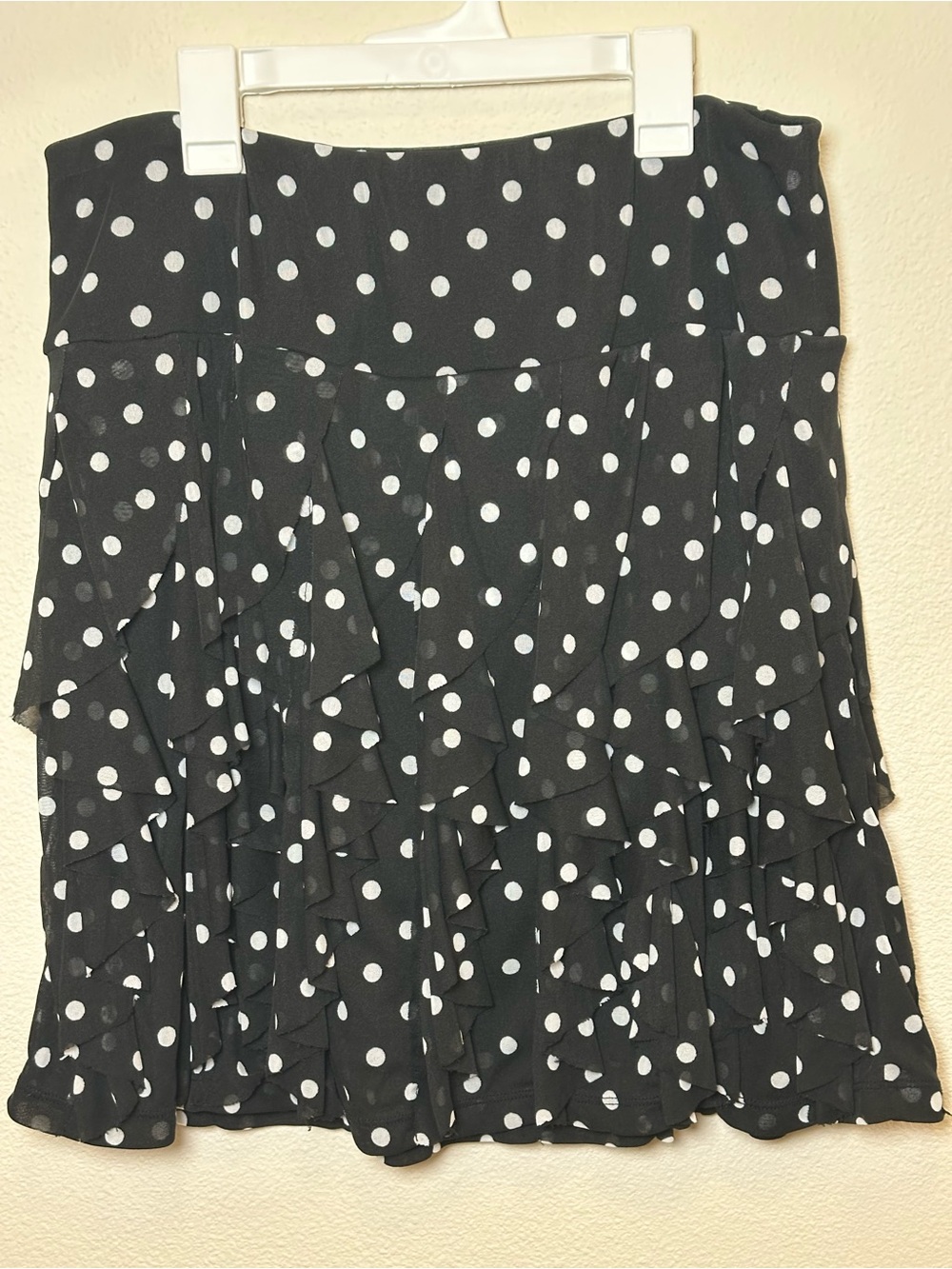 INC Black and White Polka Dot Ruffle Skirt